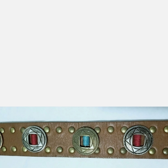 Soulier Leather Embroidered Studded South Western cowboy farmhouse boho belt main image 4
